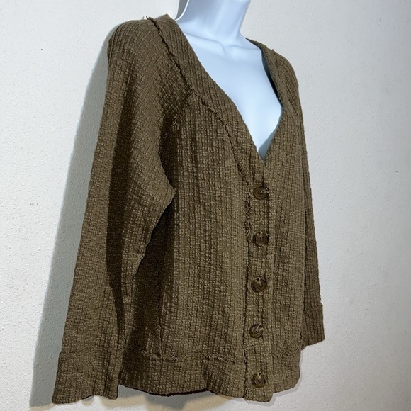 Two By Vince Camuto Womens Buttondown Cropped Lag & Look Waffle Sweater XXL - Picture 3 of 13